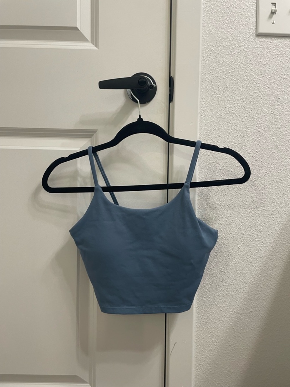 Blue Spaghetti-Strap Workout Top